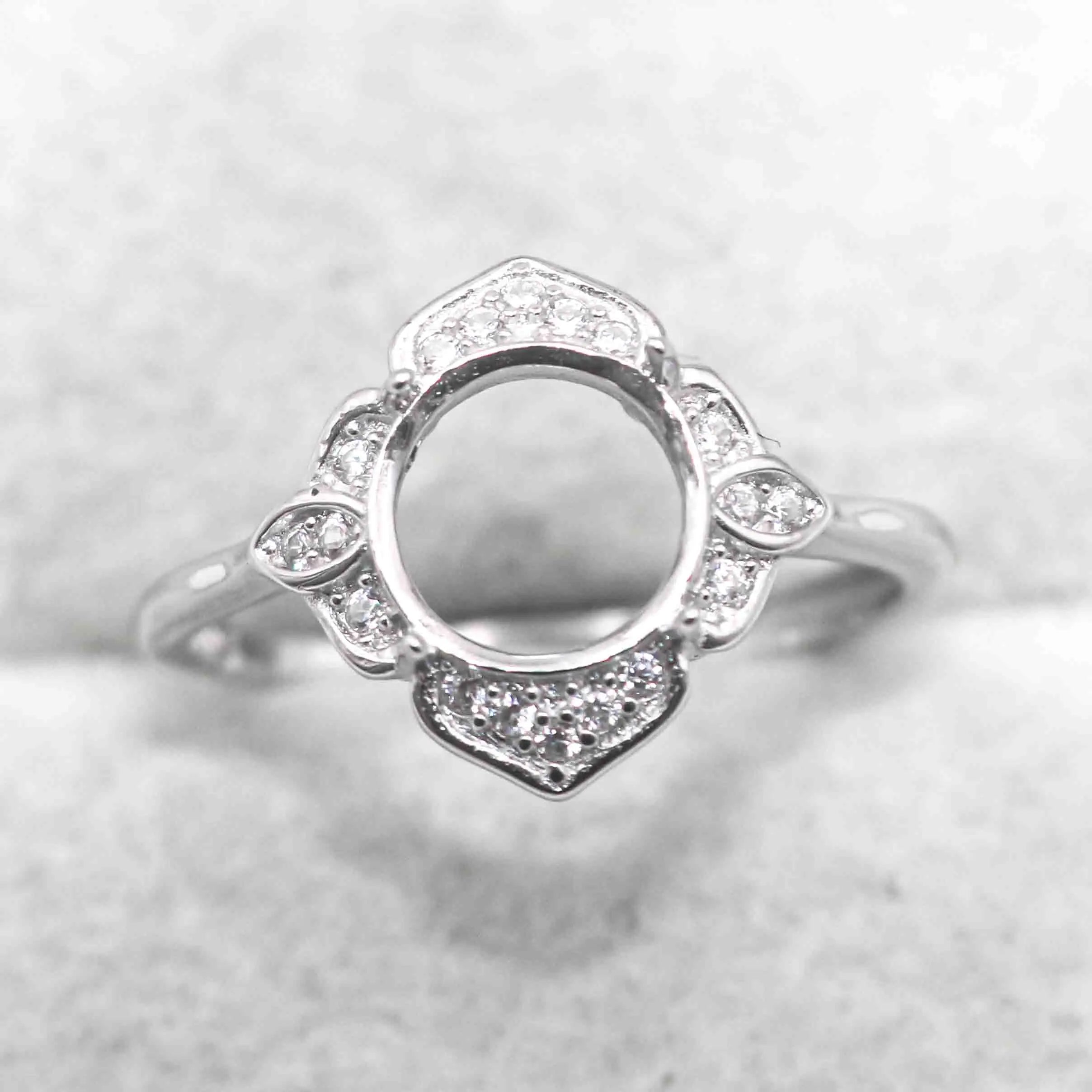 Sterling Silver 8*8mm Semi Mount Ring Empty Frame Blank Support Claw Setting S925 Base Holder Without Center Stone for DIY Inlay