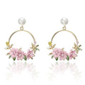 Simple Fashion Shell Carving Stud Earring Inlaid Rhinestone Personality Sweet Flower Earring for Women Jewelry