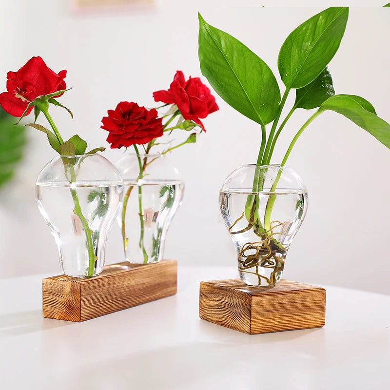 Original European Glass Transparent Vase Water Plants Pothos Flower Arranging Device Creative Office Home Decoration