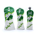 Wholesale PU Leather Golf Wood Driver Headcover Four-leaf Clover Embroidery Logo Portable Feature Waterproof Driver Covers