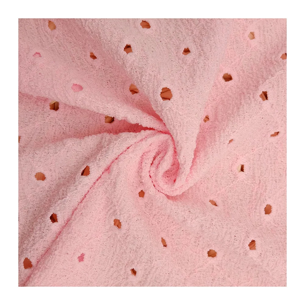Jiede Manufacture Embossed Circular Hollow Design Polyester Elastic 3D Jacquard Lace Fabric for Women Garment Dress