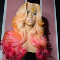 Customized Glueless 5x5 Transparent Lace Closure Wigs Colorful Human Hair Wigs Ombre Pink Body Wave 100% European Human Hair