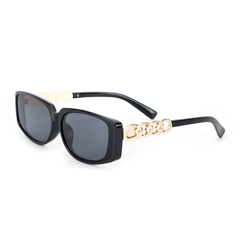 2023 Wholesale Custom Pc Frame Uv400 Anti-radiation Sunglasses Women Candy Colors Small Frame Metal Chain Sunglasses