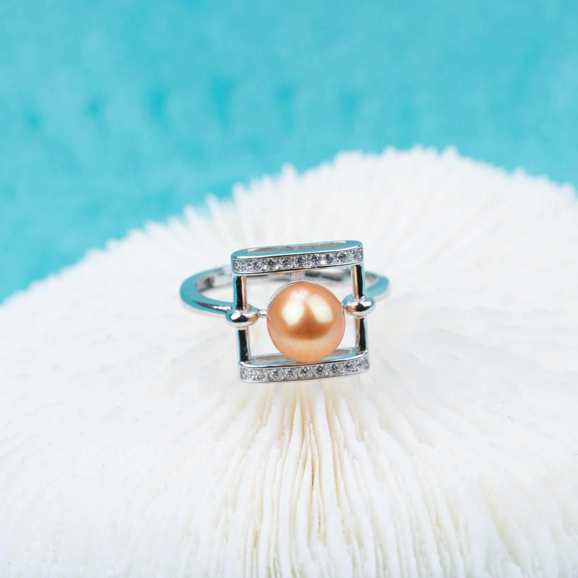 R030525 DIY 6-8mm Natural Freshwater Pearl Ring Accessory 925 Sterling Silver Adjustable Size Engagement Jewelry Ring for Women