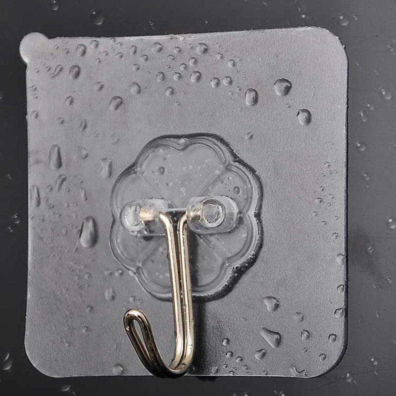 Removable Waterproof Double-Sided Adhesive Plastic Solid Transparent Wall Mounted Sticky Hanging Hook