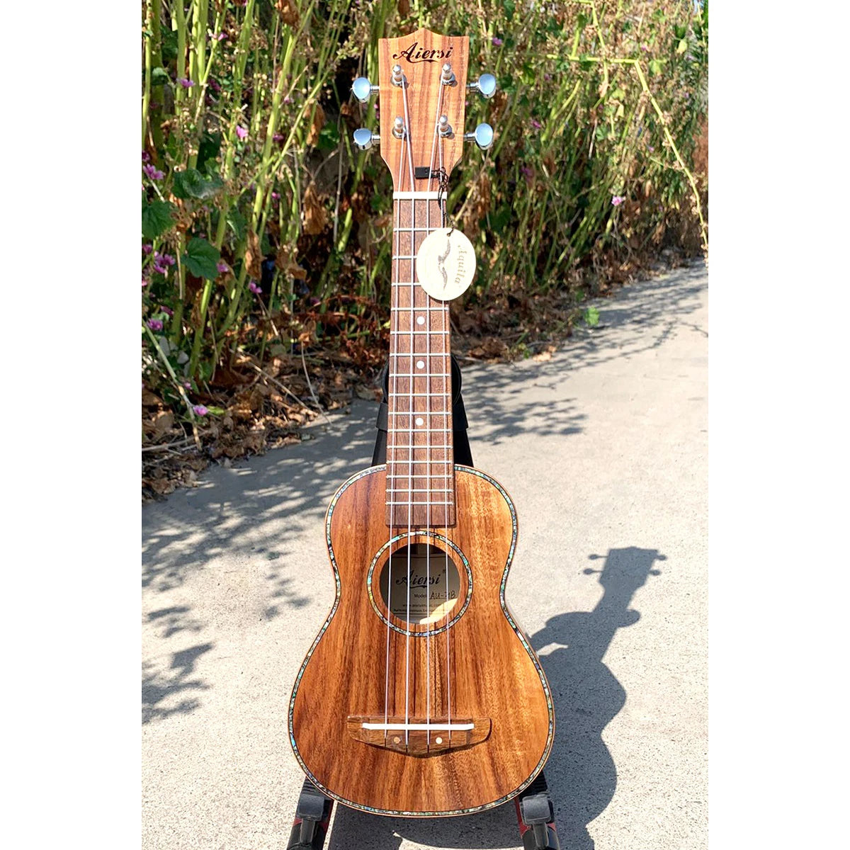 Aiersi Koa Pili Koko Brand High Grade soprano Ukulele Professional All Solid Koa 21 Inch Hawaii Guitar Colour Pearl Custom logo