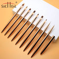 OEM Socheal Gold Metal Handle Nylon Hair Liner Nail Gel UV Flat Oval Ombre Pen Painting 3D Carved Brush