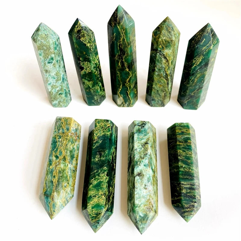 Wholesale Natural Hand Carved Green Crystal Quartz Tower Wand Emerald Points For Gift Decoration