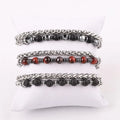 High Quality New Design Natural Stone Men Jewelry Handmade Beads Stainless Steel Chain Custom Bracelet Male