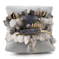 Women Handmade Boho Jewelry Natural Stone Nugget Chunks Bracelet Irregular Stone Charm Druzy Bangle Stack Bracelet Set