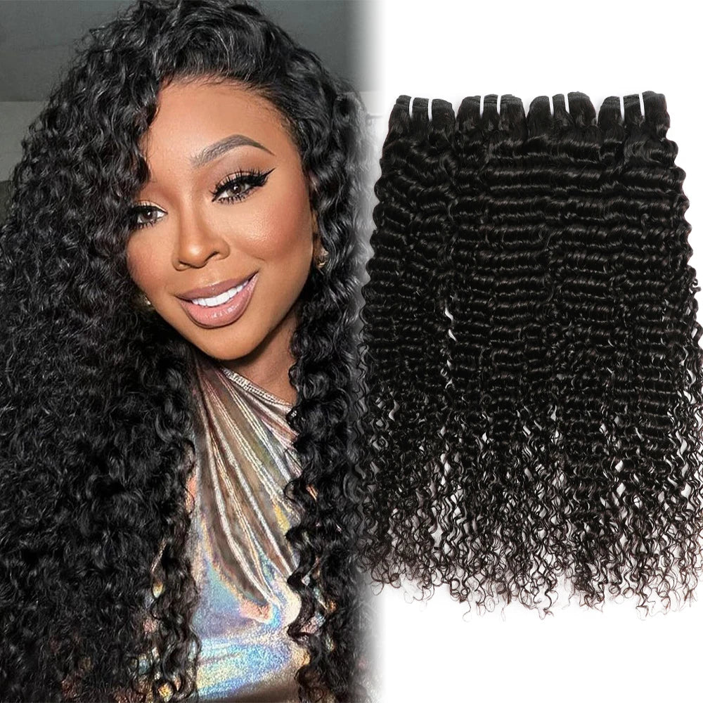 Wholesale Deep Curly 100% Remy Hair Flat Head Natural Bundles Human Brazilian Hair 10A Grade Hair Extensions Unprocessed