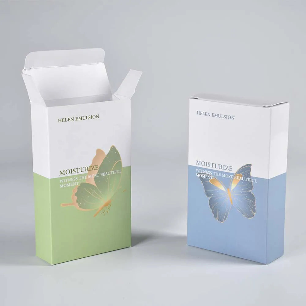 Customized Logo Cardboard Foldable Luxury Skincare Makeup Beauty Cosmetic Small Shipping Card Paper Two Tuck End Boxes