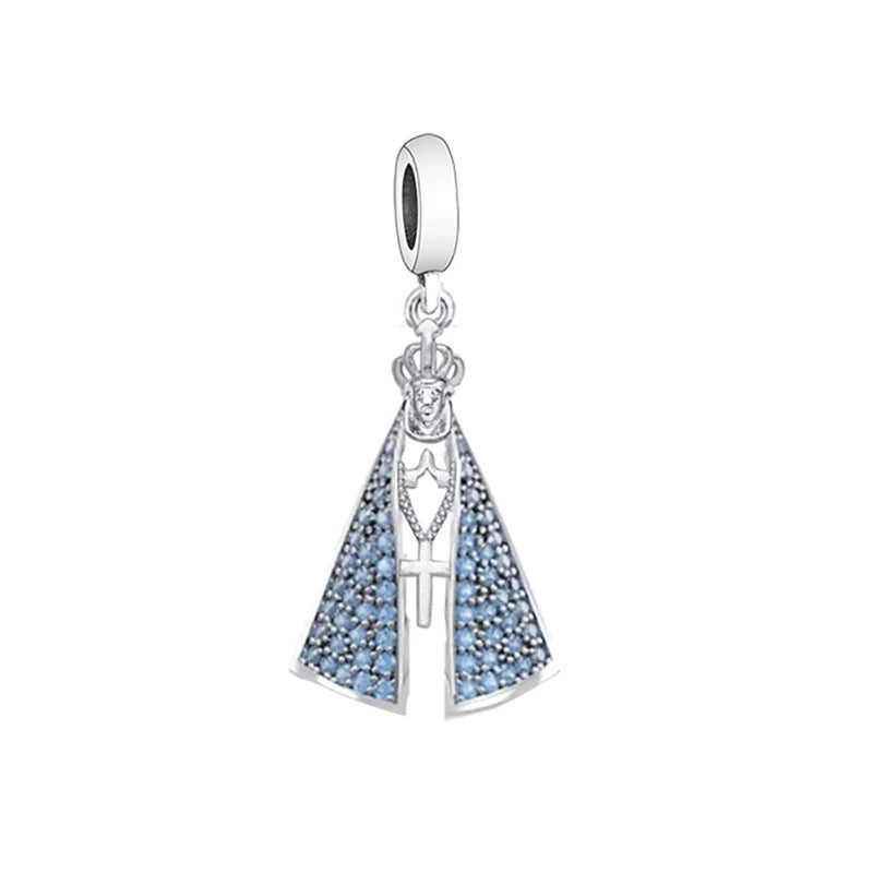 925 Sterling Silver Virgin Mary Brazilian Catholics Beads Charm Fit Original Charms Bracelets Jewelry Making