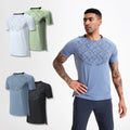 2025 Men's European Size Sports T-shirt Crew-neck Loose Top Casual Running Fitness Quick Dry Short Sleeve