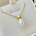 Aimgal S925 Silver 18k Gold Plated Potato Shape White AA Grade 11-11.5mm Women's Trendy Pendant Necklace for Anniversary