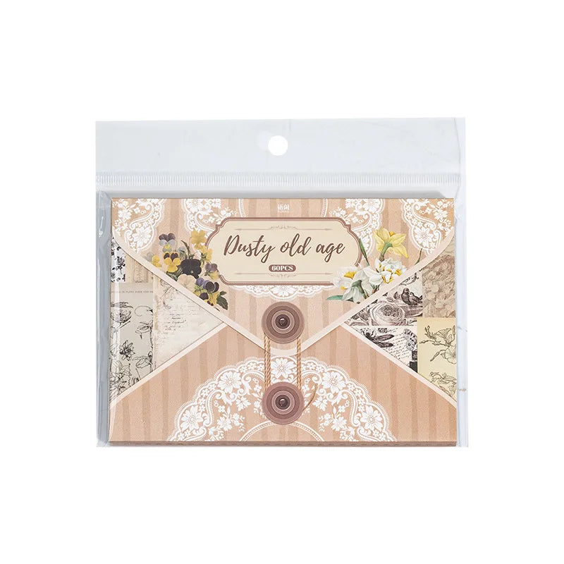 60pcs Per Pack Material Paper Past Handbook Series Vintage Base Handbook Decoration Collage Material