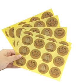 120pcs Per Pack Christmas Old Man Kraft Paper Sealing Sticker for Handmade Products Package Label