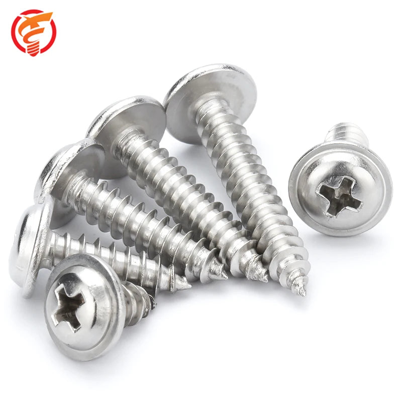 304 Stainless Steel Self-Tapping Screws Cross Recessed Pan Head Black Finish Phillip Drive Style Truss Style Zinc Collar-Metric