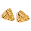 Stainless Steel Stripe Triangle Shaped Stud 18k Gold Plated Designer Jewelry Large Stud Earrings for Women MegaBDM