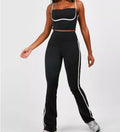 Women Seamless Yoga Suit Workout Sets Ribbed Tank 2 Piece Premium Sculpt Piping Detail Top AndHigh Waist Flared Yoga Legging