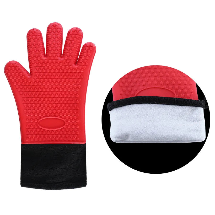 Heat Resistant Non-Slip Silicone Oven Mitt with Extra Long Oven Sleeve