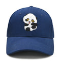 Cute Cartoon Panda Embroidered Baseball Cap Navy Blue Adjustable Curved Brim Dad Hat for Kids Women Daily Outdoor Wear
