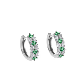 Vintage 925 Sterling Silver Small Emerald Green CZ Wholesale Designer Fashion Fine Jewelry Gold Plated Huggie Earrings Women