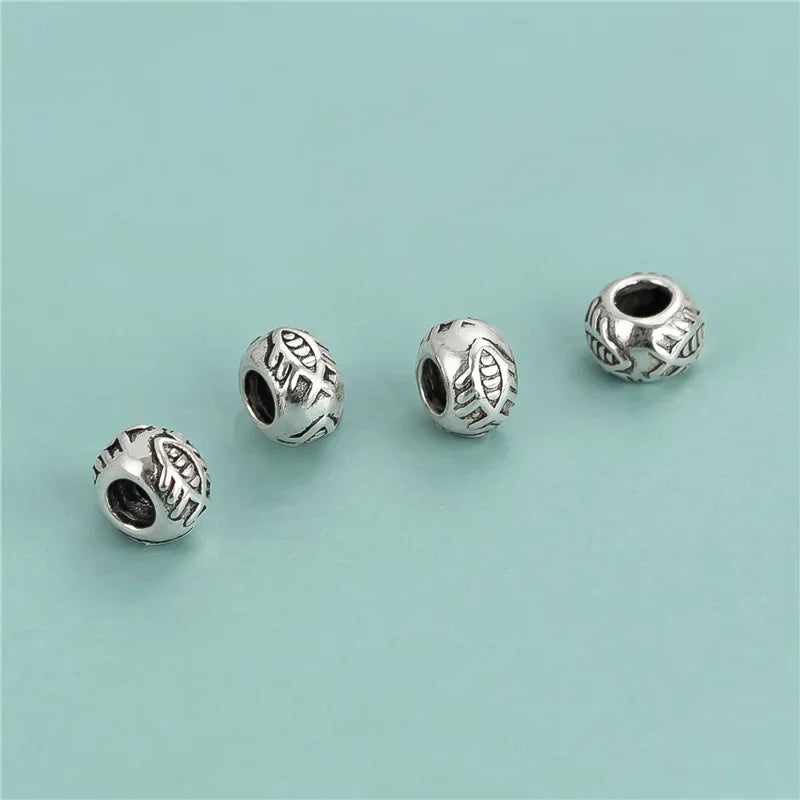 Sterling Silver Fish Spacer Beads Antique Silver 2 Sided Beads Accessories Jewelry Making Diy Jewelry