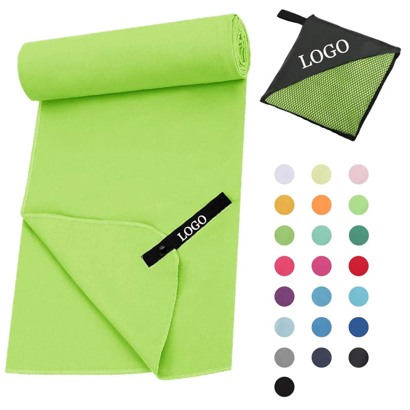 Customizable Microfiber Sports Gym Towel Quick Dry Fitness Travel Towel Mesh Bag Woven Technique Soft Colourful Logo Product