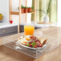 Clear Acrylic Serving Tray 12x16 Inches Rectangular with Handles