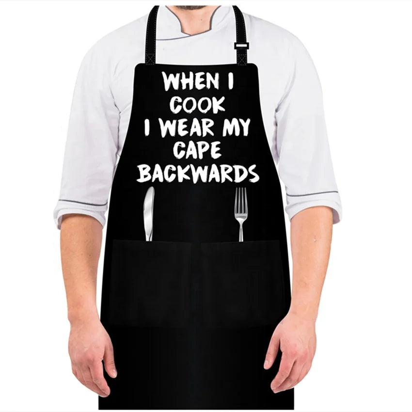 100% Cotton Free Printing logo Adjustable Adult Apron Customized Black Promotion Advertisement Gift Apron