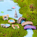 Artificial Retro Bridge Well Resin Craft Fairy Garden Miniature Ancient Building Sculpture StatueVintage Home Mini Garden Decor