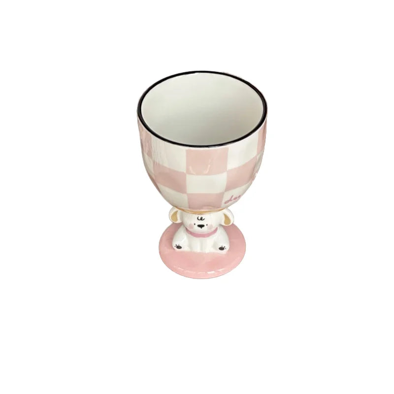 200ml/6.5oz Cute Puppy High Cup Three-Dimensional Ceramic Coffee Mug Hand-Painted Irregular Mug