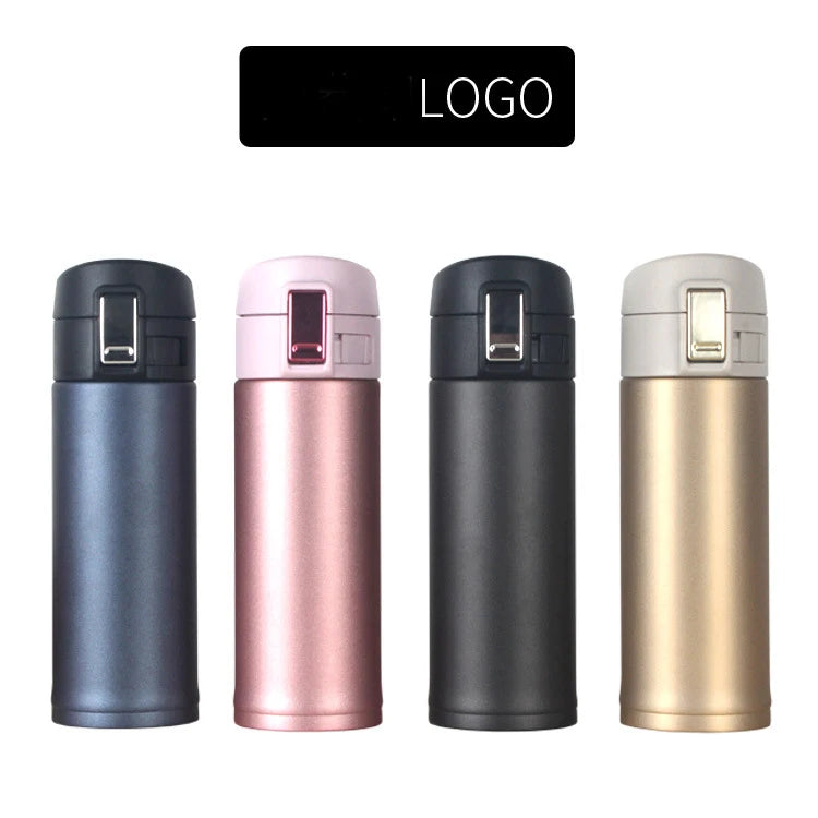 350 450ml Wide Mouth Portable Eco-Friendly Stainless Steel Gold Black Plated Thermos Vacuum Flask with Lid Temperature Display