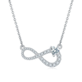 Hot Sale Gift Jewellery 925 Sterling Silver Pave Moissanite Infinity Love Heart Necklaces for Women