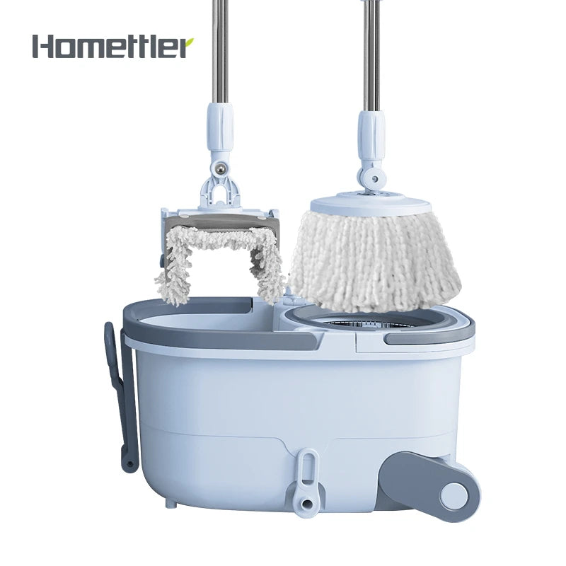 Lazy's Hand-Free 360Â° Spin Magic Mop Stainless Steel Pole Easy Life Wheel Bucket Extensible for Efficient Household Floor