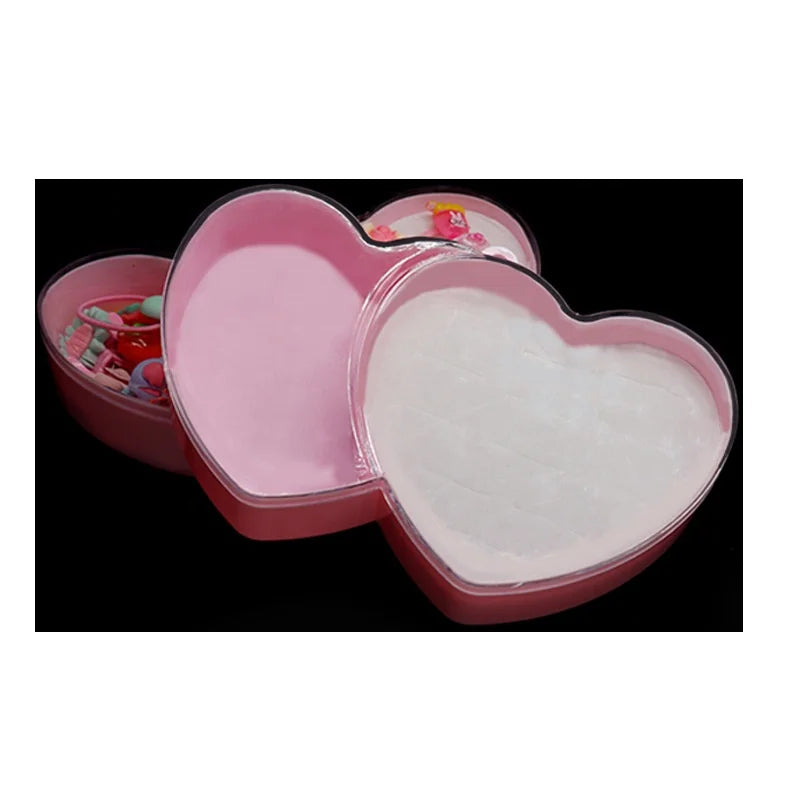 New Hot Transparent Heart Shape Jewelry Organizer Plastic Storage Box