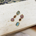 New Trendy 18K Gold Plated Statement Crystal Earrings Colorful Glass Stone Tassel Stud Earings Women Luxury