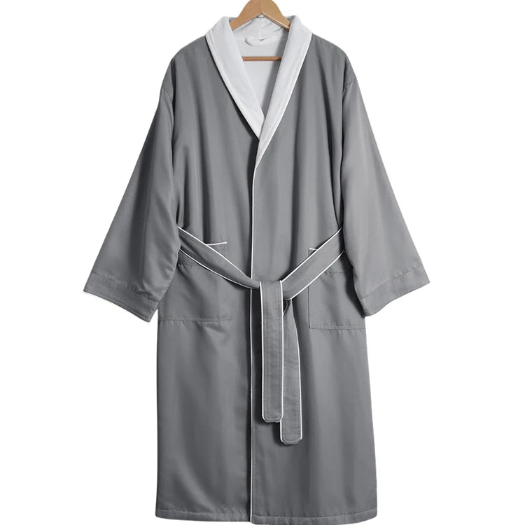 100% Microfiber Bathrobe Lined in Terry /polyester Soft Plush Luxury Hotel Spa Bath Robe Custom Double Layer Microfiber Bathrobe