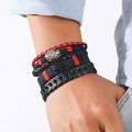 Wholesale Fashion Multi-layer Woven Bracelet New Black Star Leather Design Personalized Charm Bracelets for Men and Women