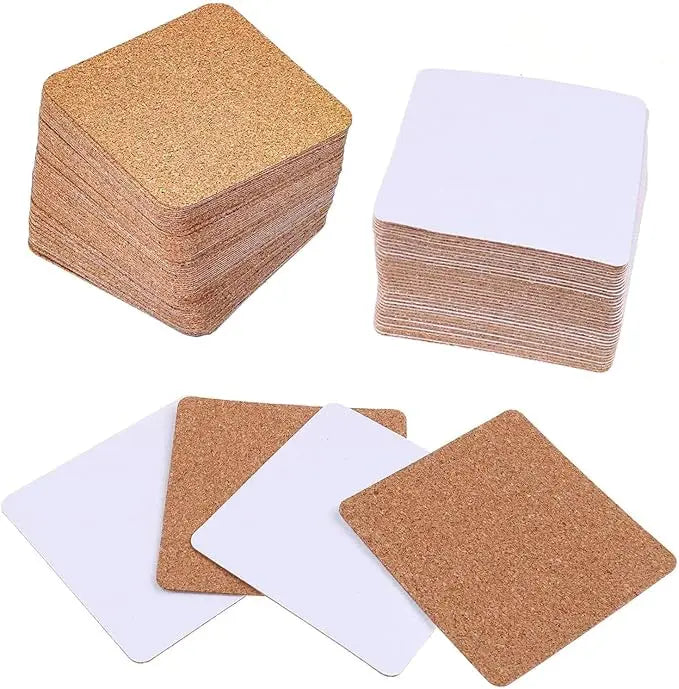 Softwood Square Wooden Boards Eco-Friendly Modern 9cm Diameter 0.1cm Thick for DIY Coasters Crafts for Backing Tile Mats & Pads