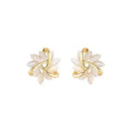 SC Gold Plated Earrings Korean Elegant Flower Earrings Exquisite Opal Petal Circle Stud Earrings for Women