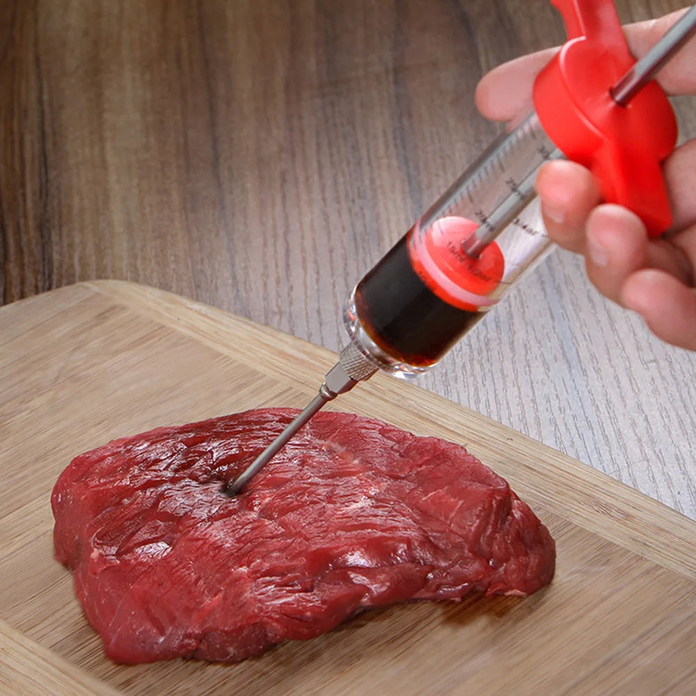 Flavor Needle BBQ Meat Syringe Marinade Kitchen Cooking Pork Steak Meat Sauces With 3 Stainless Steel Needles Kitchen Tools