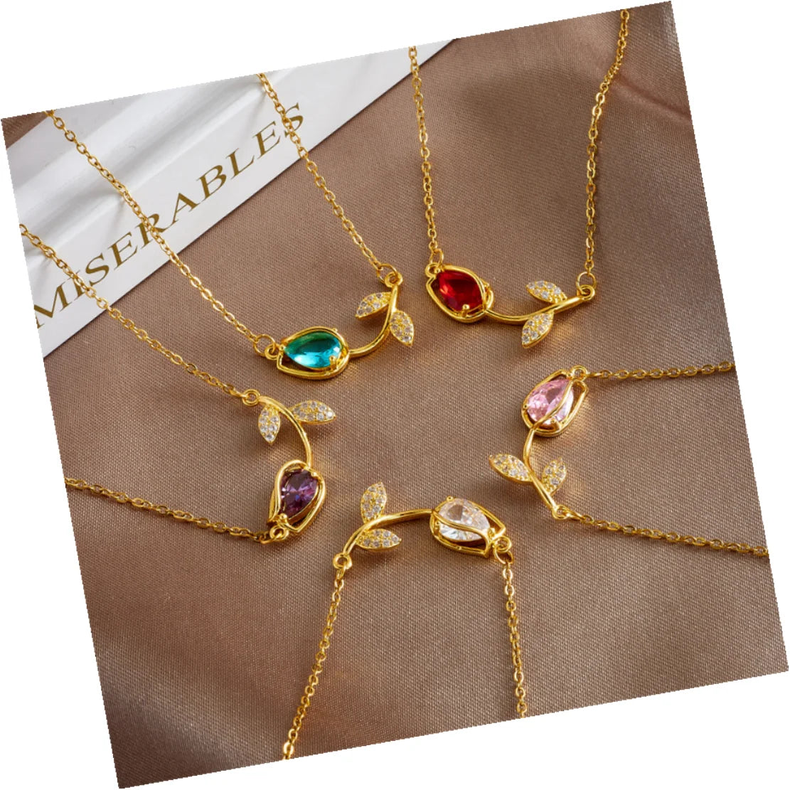 DAIHE Dainty Ins Style Tulip Necklace for Women Stainless Steel Zircon Flower Pendant Necklace Jewelry