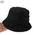 Women's Summer Thin Seersucker Ladies Bucket Hats 2022 New Pleated All-match Fashion Sunshade Bucket Hat