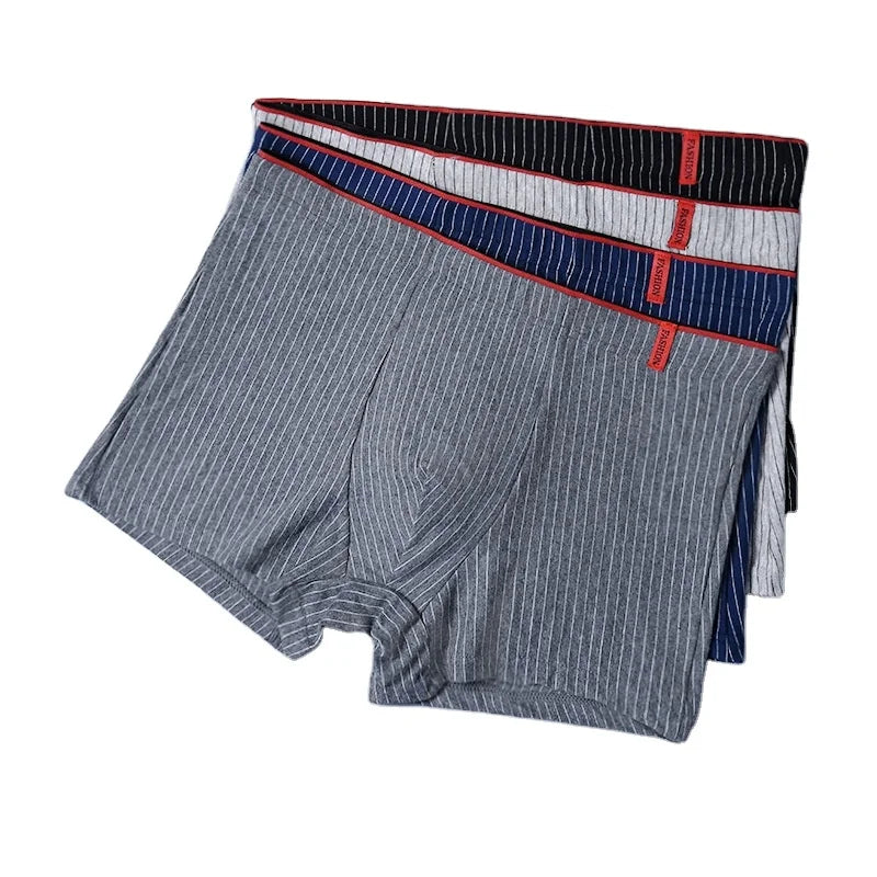 Four Seasons Striped Cotton Bacteriostasis High Elasticity Soft Breathable Quick Drying Boxers for Youth Middle-aged