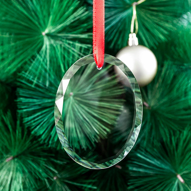 Wholesale Christmas Ornaments Glass Decoration Custom Blank 3d Laser K9 Crystal Oval Pendant Xmas Tree Decoration MegaBDM