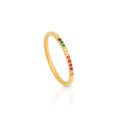 Chris April Fashion Jewelry in Stock PVD Gold Plated 316L Stainless Steel Water Proof rainbow Zircon Thin Knuckle Rings