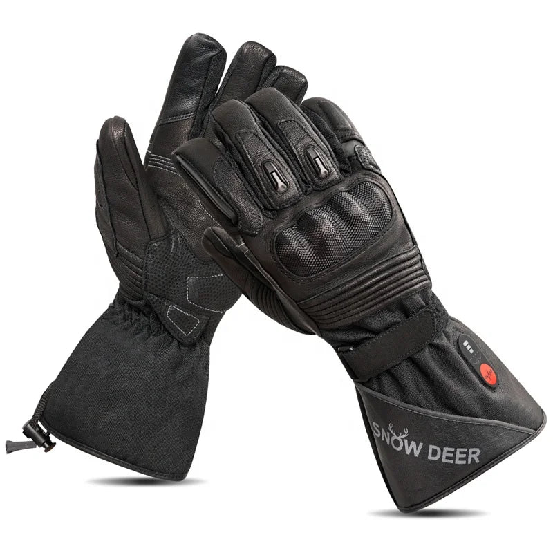 Goat Skin Winter Outdoor Riding Snowboard Motorcycle Waterproof Heated Gloves Rechargeable Electric Battery Heating Gloves