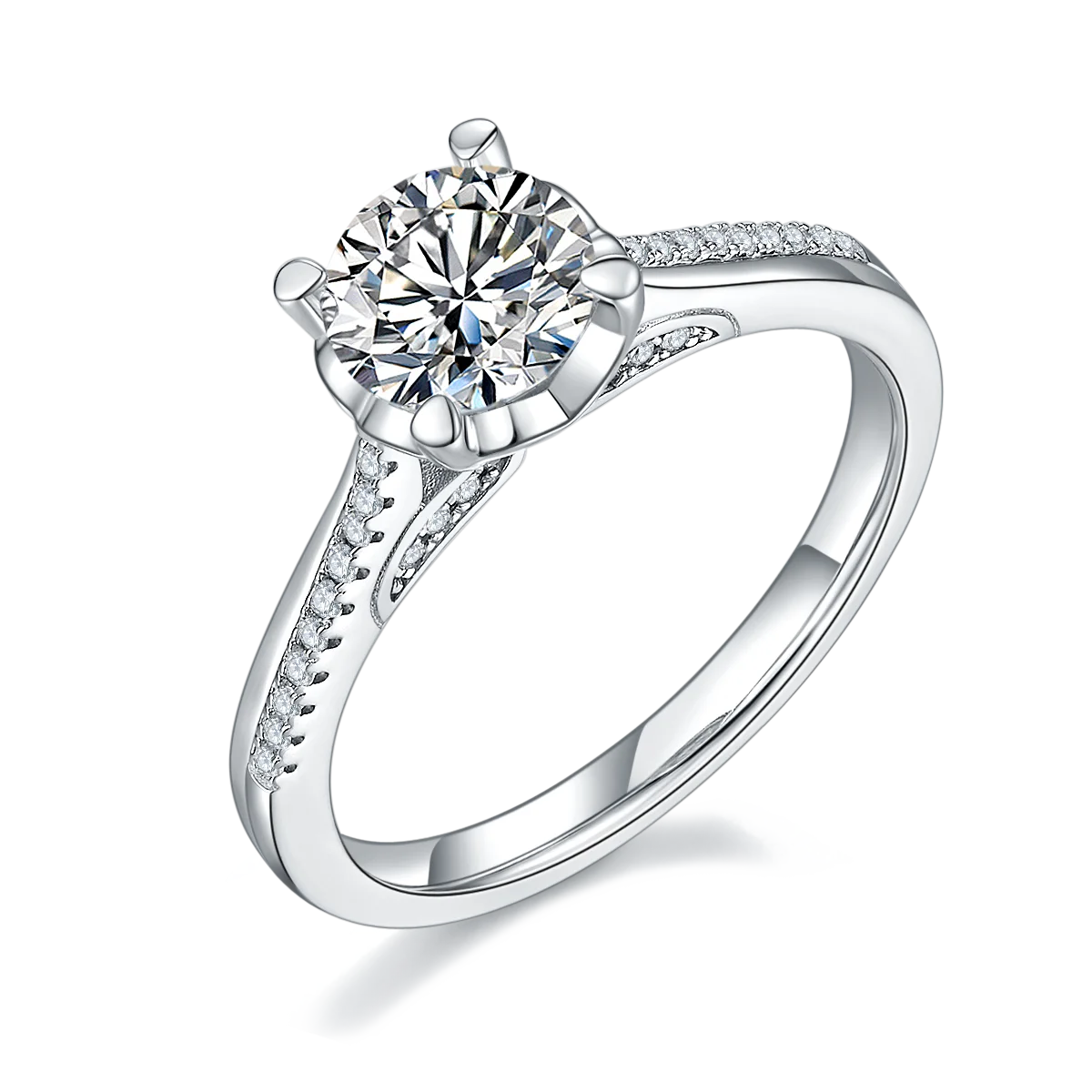 1 Carat Flower Luxury Moissanite 925 Sterling Silver Half Eternity Engagement Ring for Women Jewelry